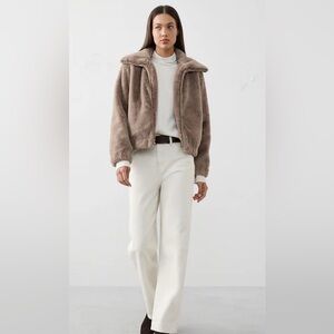 Banana Republic Taupe Faux Fur Short Jacket Women’s Size XS